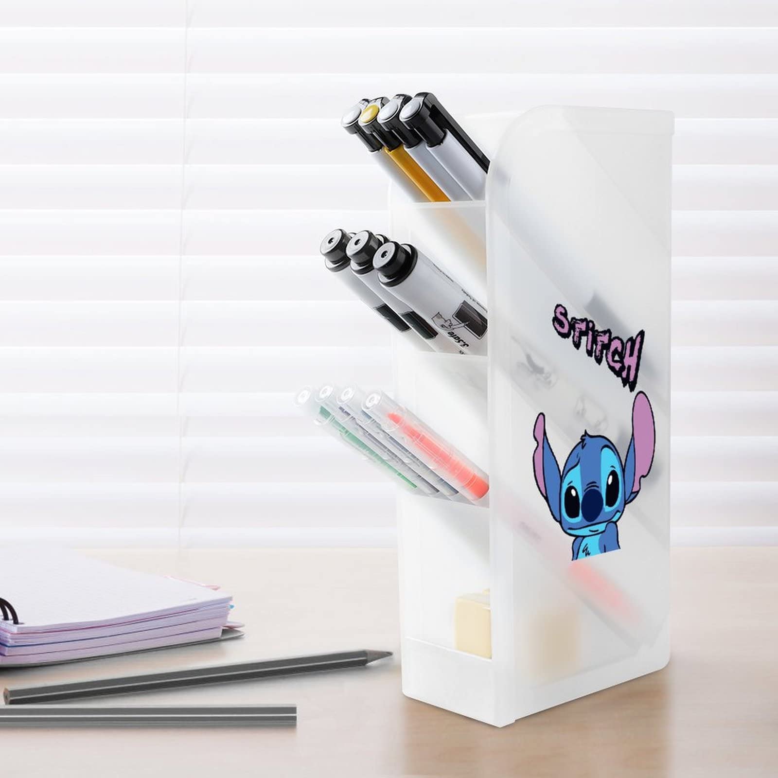 Amazon.co.jp: ペン立て スティッチ ペンホルダー 斜め 化粧ブラシ